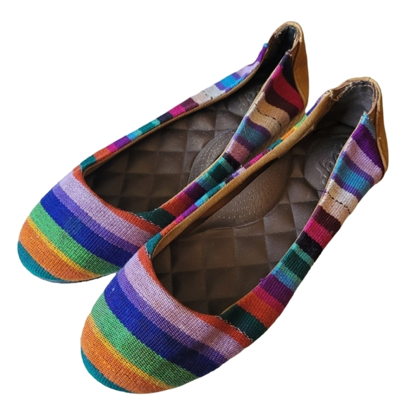 Reef Rainbow Stripe Ballet Flats Coth Shoes Size 6.5 - Picture 2 of 6
